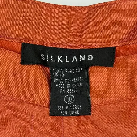 Women's Silkland Silk Dress Pants Orange Pants Size 10 - Picture 4 of 5